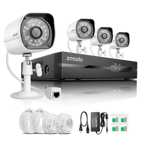 Zmoto 4 Channel Surveillances HD Electronics Camera Home Security Video System